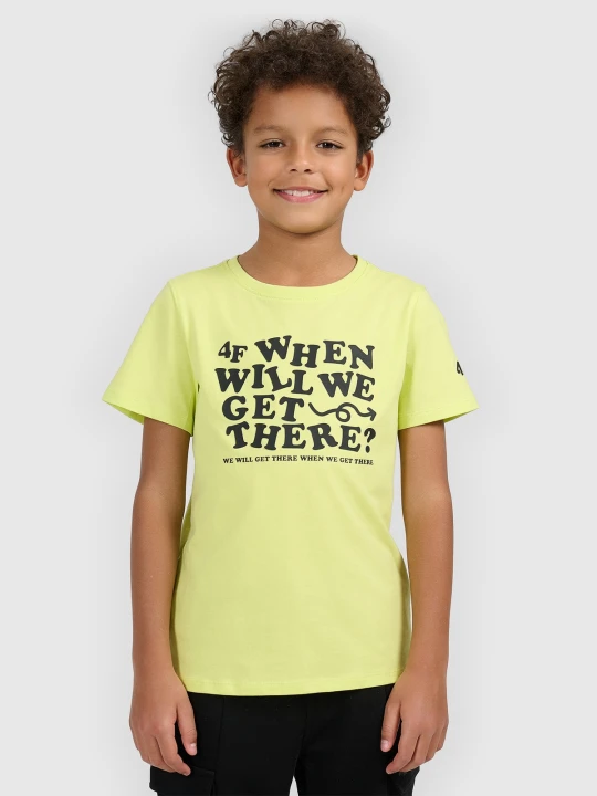 Zdjęcie produktu 4F T-shirt regular z nadrukiem chłopięcy - żółty 122 (6-7 lat)
