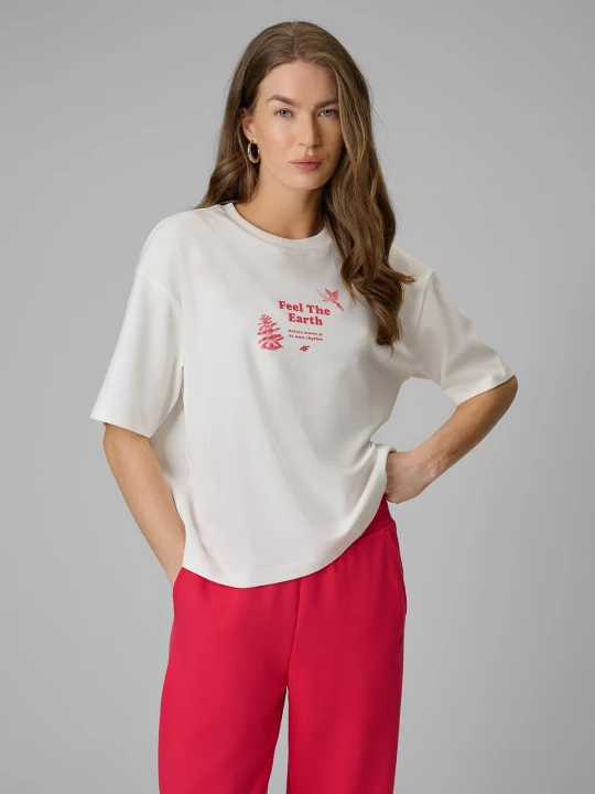 Zdjęcie produktu 4F T-shirt regular z nadrukiem damski - biały M