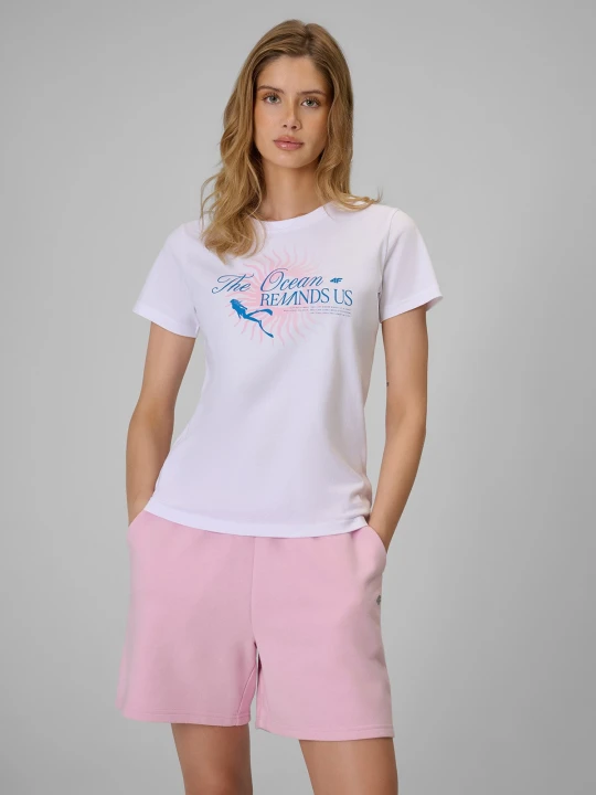 Zdjęcie produktu 4F T-shirt regular z nadrukiem damski - biały L