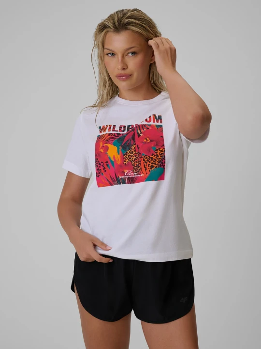 Zdjęcie produktu 4F T-shirt regular z nadrukiem damski - biały XS