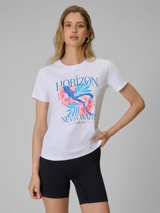 Zdjęcie produktu 4F T-shirt regular z nadrukiem damski - biały M
