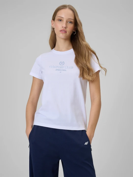 Zdjęcie produktu 4F T-shirt regular z nadrukiem damski - biały XS