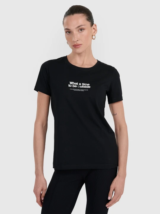 Zdjęcie produktu 4F T-shirt regular z nadrukiem damski - czarny XS