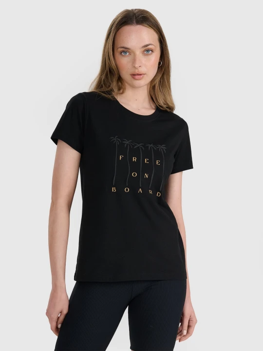 Zdjęcie produktu 4F T-shirt regular z nadrukiem damski - czarny XS