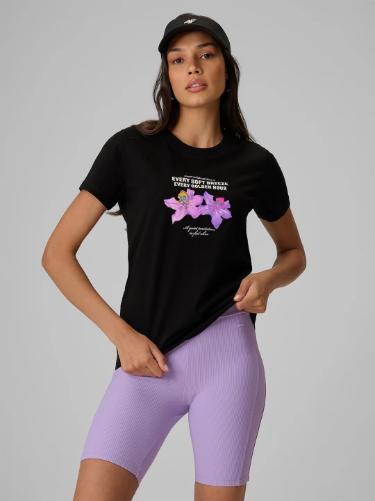 Zdjęcie produktu 4F T-shirt regular z nadrukiem damski - czarny XL