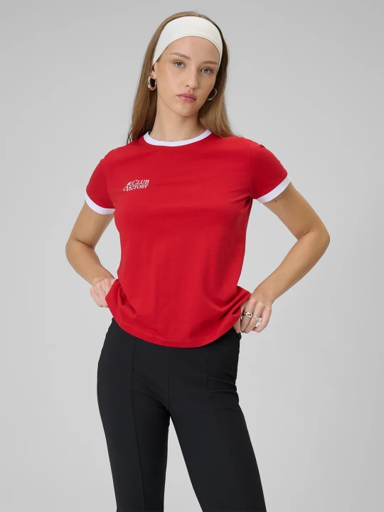 Zdjęcie produktu 4F T-shirt regular z nadrukiem damski - czerwony XS