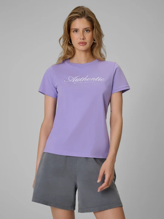Zdjęcie produktu 4F T-shirt regular z nadrukiem damski - fioletowy XS