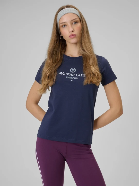 Zdjęcie produktu 4F T-shirt regular z nadrukiem damski - granatowy XS