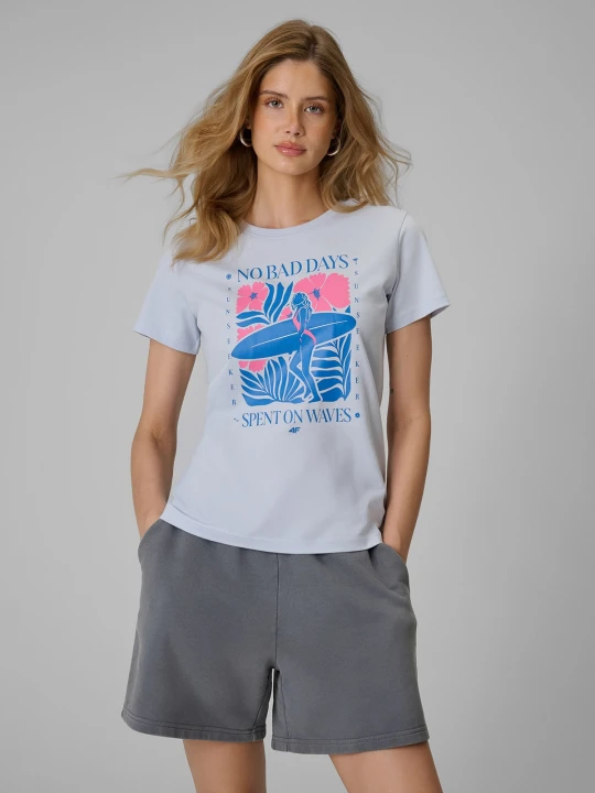 Zdjęcie produktu 4F T-shirt regular z nadrukiem damski - niebieski M