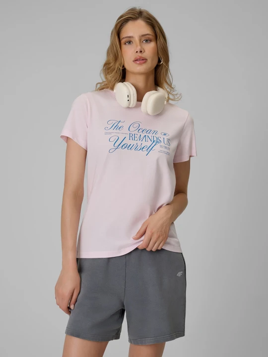 Zdjęcie produktu 4F T-shirt regular z nadrukiem damski - różowy XS