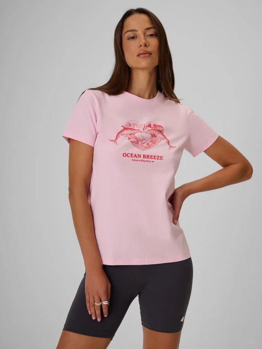Zdjęcie produktu 4F T-shirt regular z nadrukiem damski - różowy S