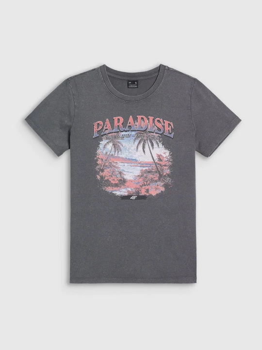 Zdjęcie produktu 4F T-shirt regular z nadrukiem damski - szary XS