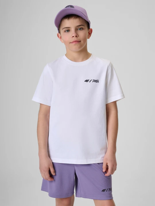 Zdjęcie produktu 4F T-shirt regular z nadrukiem dziecięcy 4F JUNIOR x Robert Lewandowski - biały 140 (9-10 lat)