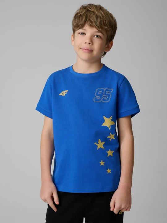 Zdjęcie produktu 4F T-shirt regular z nadrukiem dziecięcy 4F x Bartosz Zmarzlik - niebieski 146 / 152 (10-12 lat)
