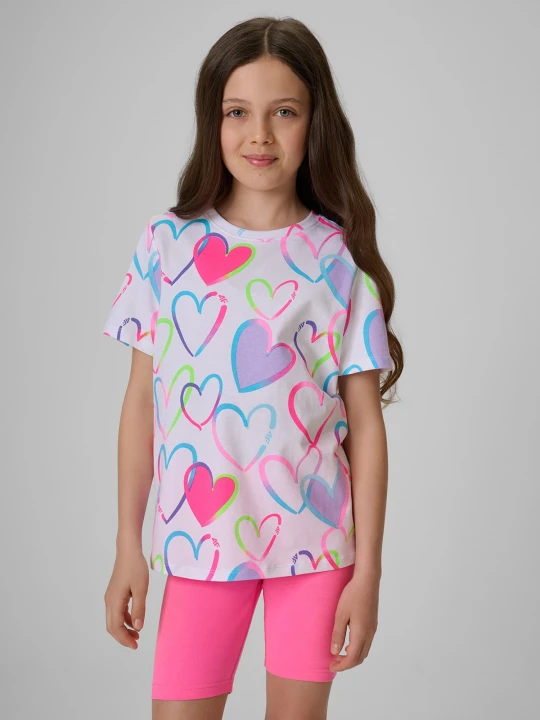 Zdjęcie produktu 4F T-shirt regular z nadrukiem dziewczęcy - multikolor 128 (7-8 lat)