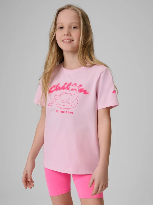 Zdjęcie produktu 4F T-shirt regular z nadrukiem dziewczęcy - różowy 134 (8-9 lat)