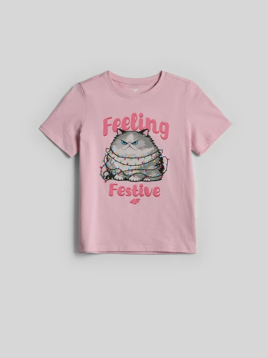 Zdjęcie produktu 4F T-shirt regular z nadrukiem dziewczęcy - różowy 152 (11-12 lat)