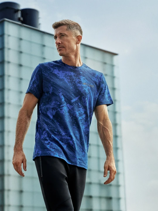 Zdjęcie produktu 4F T-shirt regular z nadrukiem męski 4F x Robert Lewandowski - granatowy M