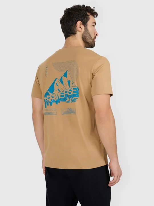 Zdjęcie produktu 4F T-shirt regular z nadrukiem męski - beżowy XL