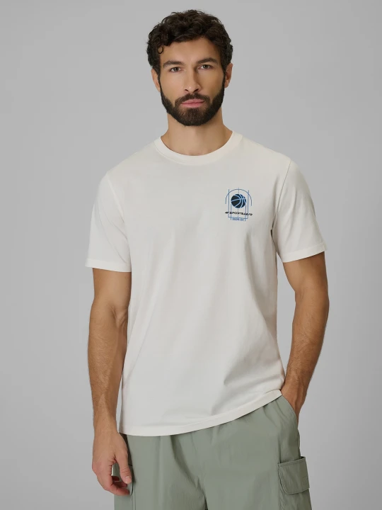 Zdjęcie produktu 4F T-shirt regular z nadrukiem męski - beżowy S