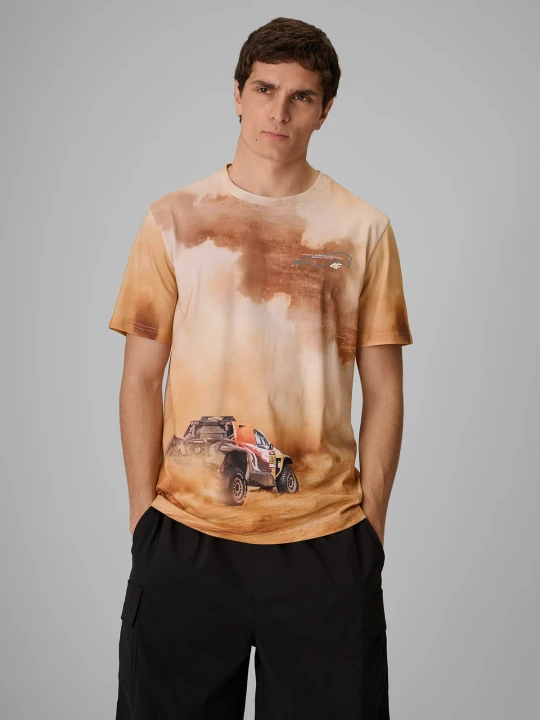 Zdjęcie produktu 4F T-shirt regular z nadrukiem męski - beżowy S