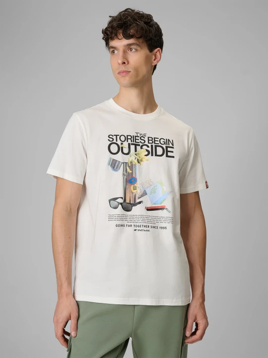 Zdjęcie produktu 4F T-shirt regular z nadrukiem męski - biały L