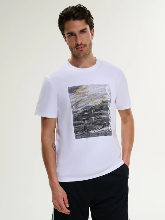 Zdjęcie produktu 4F T-shirt regular z nadrukiem męski - biały XXL