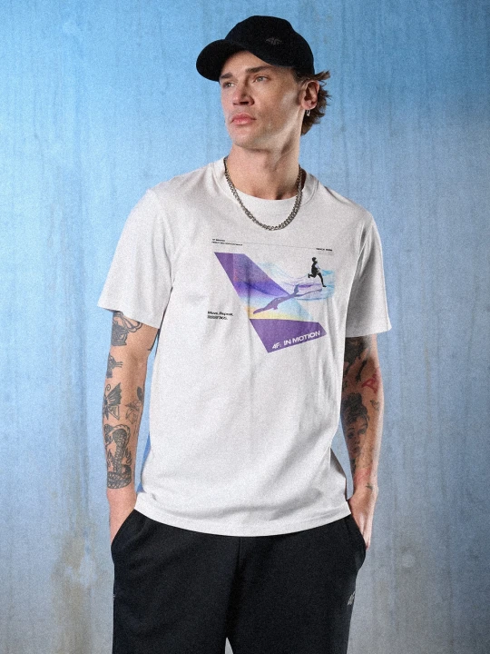 Zdjęcie produktu 4F T-shirt regular z nadrukiem męski - biały XL