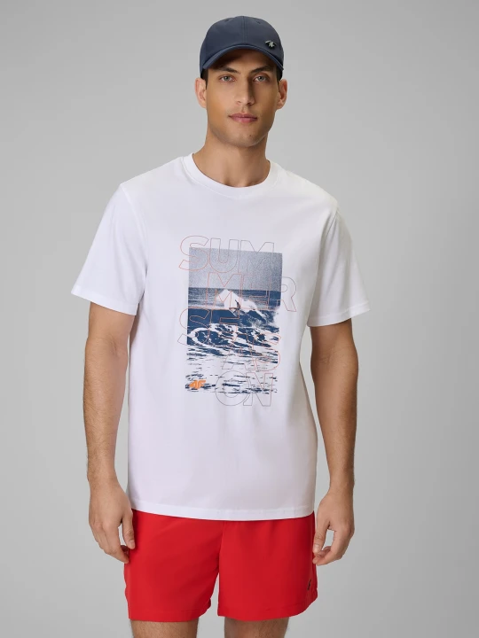 Zdjęcie produktu 4F T-shirt regular z nadrukiem męski - biały L