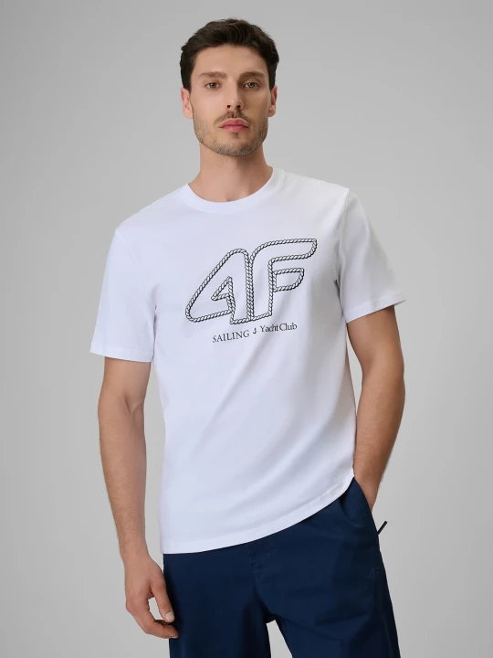 Zdjęcie produktu 4F T-shirt regular z nadrukiem męski - biały XXL