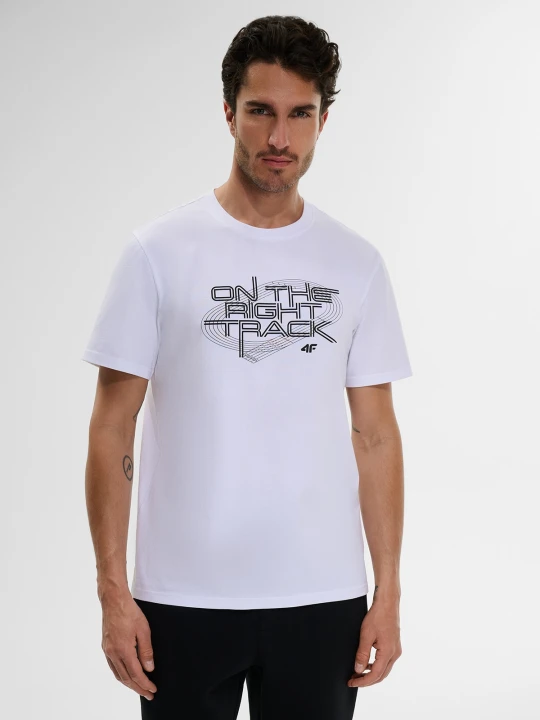 Zdjęcie produktu 4F T-shirt regular z nadrukiem męski - biały XL