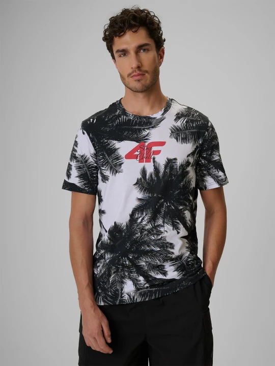 Zdjęcie produktu 4F T-shirt regular z nadrukiem męski - czarno-biały M
