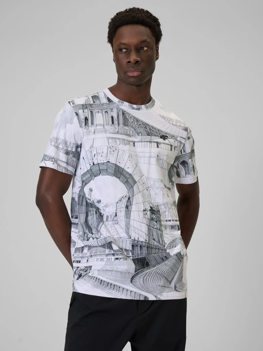 Zdjęcie produktu 4F T-shirt regular z nadrukiem męski - czarno-biały S