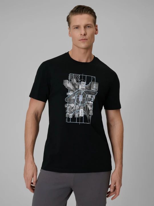 Zdjęcie produktu 4F T-shirt regular z nadrukiem męski - czarny S
