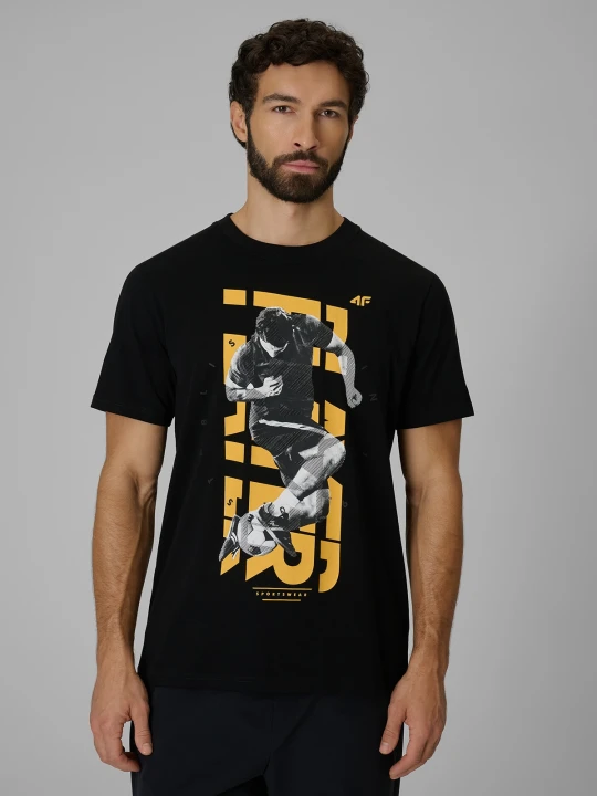 Zdjęcie produktu 4F T-shirt regular z nadrukiem męski - czarny XL