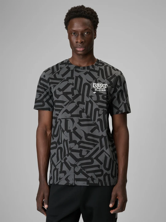 Zdjęcie produktu 4F T-shirt regular z nadrukiem męski - czarny XXL