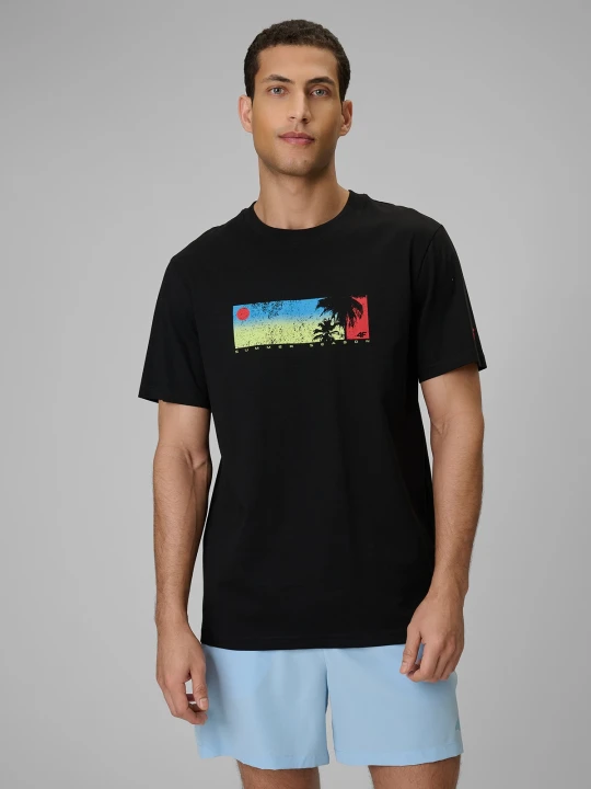 Zdjęcie produktu 4F T-shirt regular z nadrukiem męski - czarny XXL