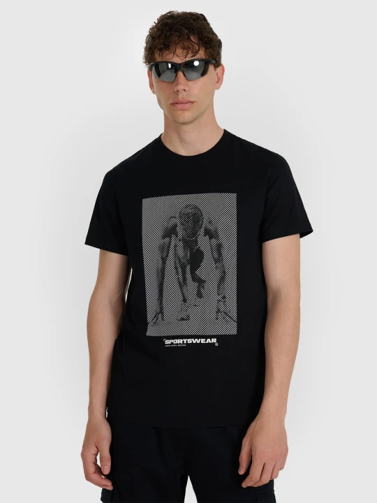 Zdjęcie produktu 4F T-shirt regular z nadrukiem męski - czarny XXL