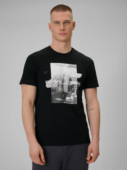 Zdjęcie produktu 4F T-shirt regular z nadrukiem męski - czarny XXL