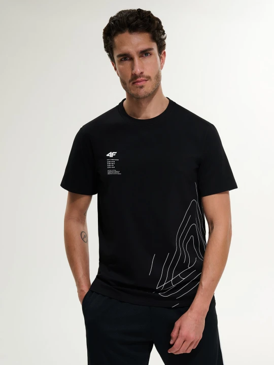 Zdjęcie produktu 4F T-shirt regular z nadrukiem męski - czarny XL
