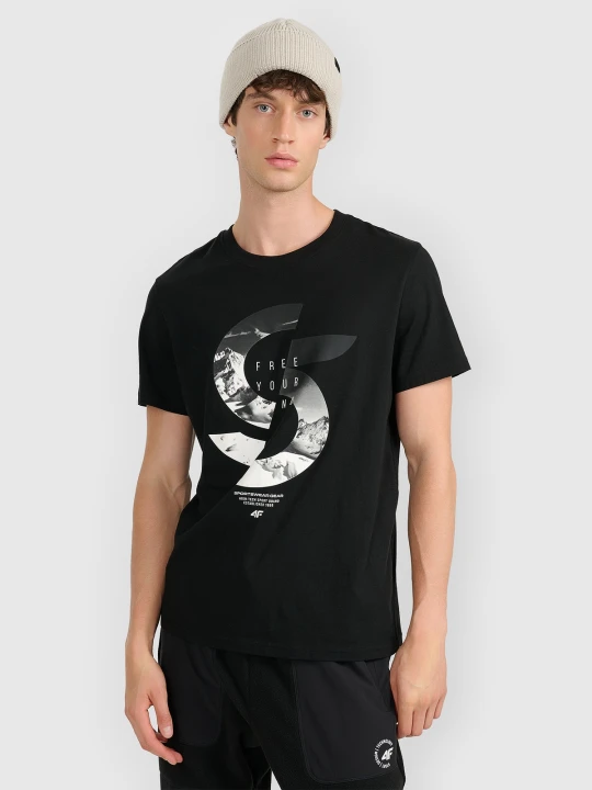 Zdjęcie produktu 4F T-shirt regular z nadrukiem męski - czarny M
