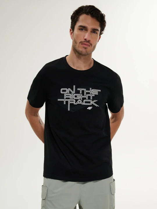 Zdjęcie produktu 4F T-shirt regular z nadrukiem męski - czarny S