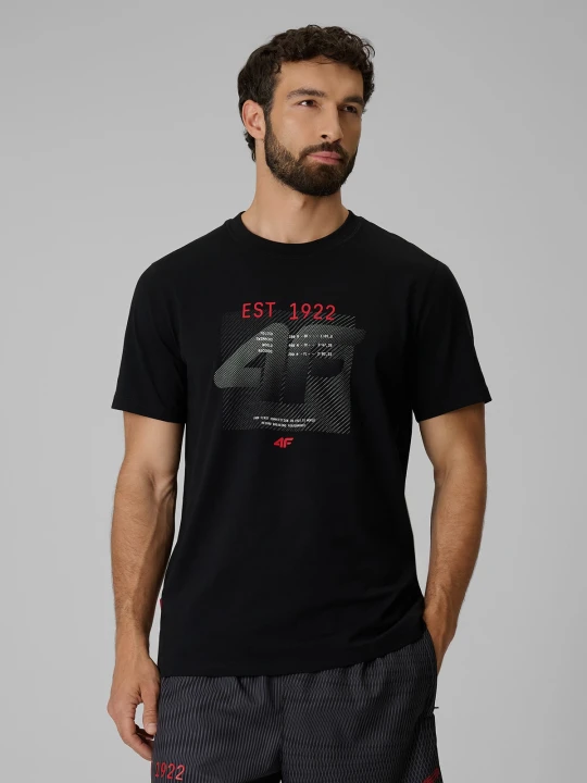 Zdjęcie produktu 4F T-shirt regular z nadrukiem męski - czarny XL