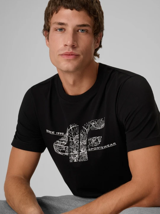 Zdjęcie produktu 4F T-shirt regular z nadrukiem męski - czarny XXL