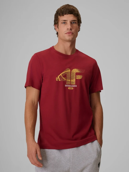 Zdjęcie produktu 4F T-shirt regular z nadrukiem męski - czerwony XXL