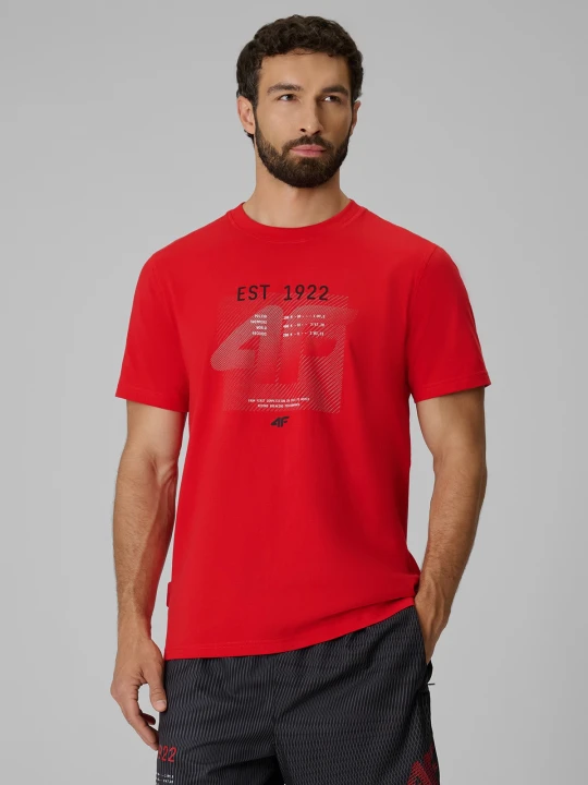 Zdjęcie produktu 4F T-shirt regular z nadrukiem męski - czerwony L