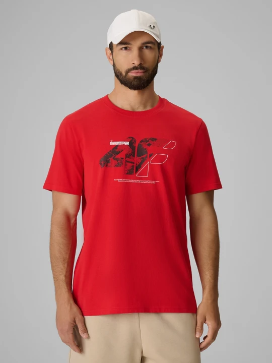 Zdjęcie produktu 4F T-shirt regular z nadrukiem męski - czerwony S