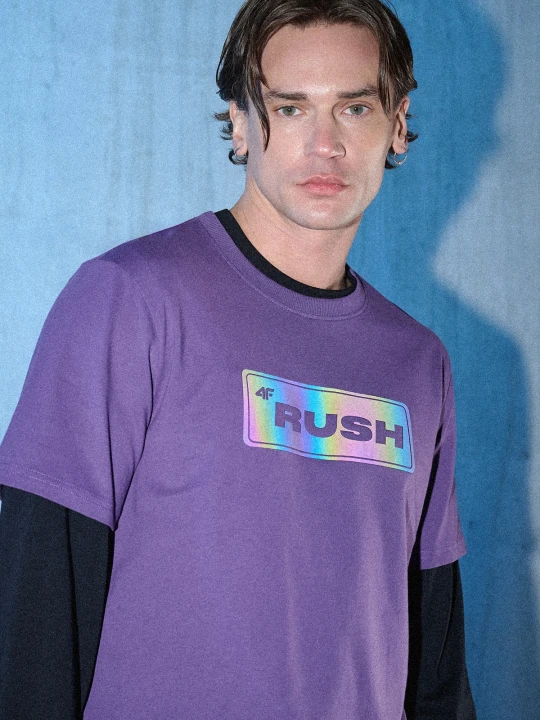 Zdjęcie produktu 4F T-shirt regular z nadrukiem męski - fioletowy L