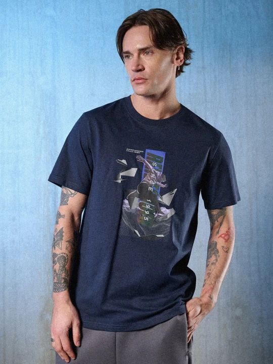 Zdjęcie produktu 4F T-shirt regular z nadrukiem męski - granatowy M