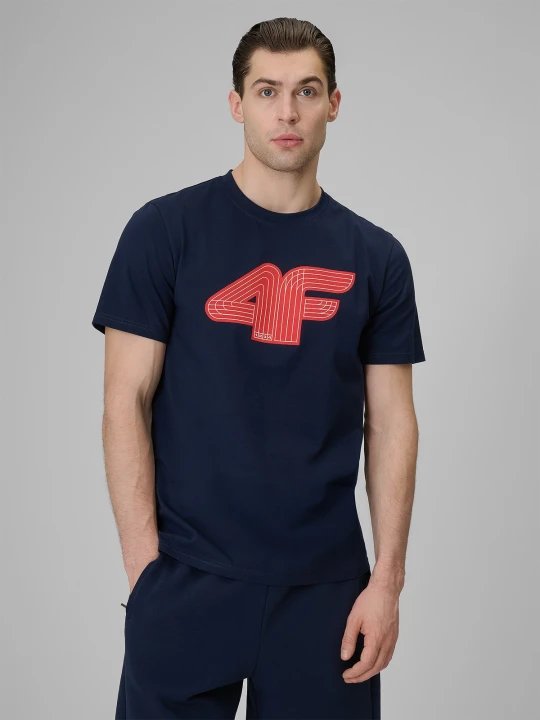 Zdjęcie produktu 4F T-shirt regular z nadrukiem męski - granatowy XXL